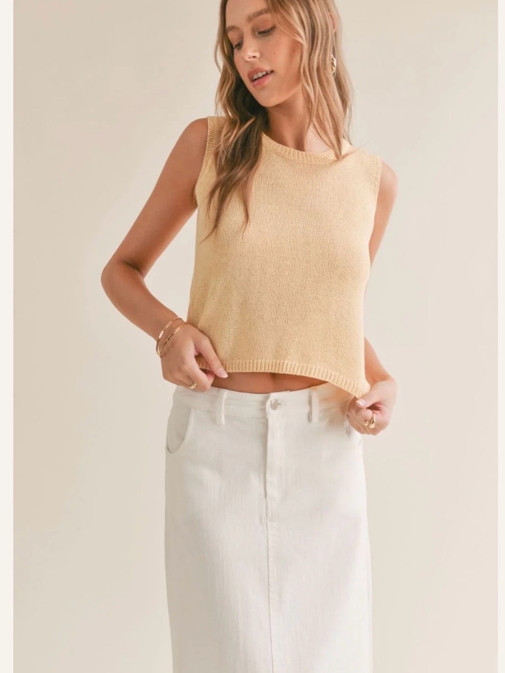 Sadie & Sage Knit Tank - Light Yellow Size XS